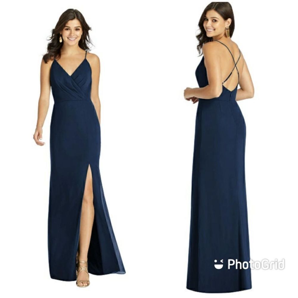 Thread‎ Women's Midnight Navy Criss Cross Back Mermaid Wrap Dress Size 4 TH009